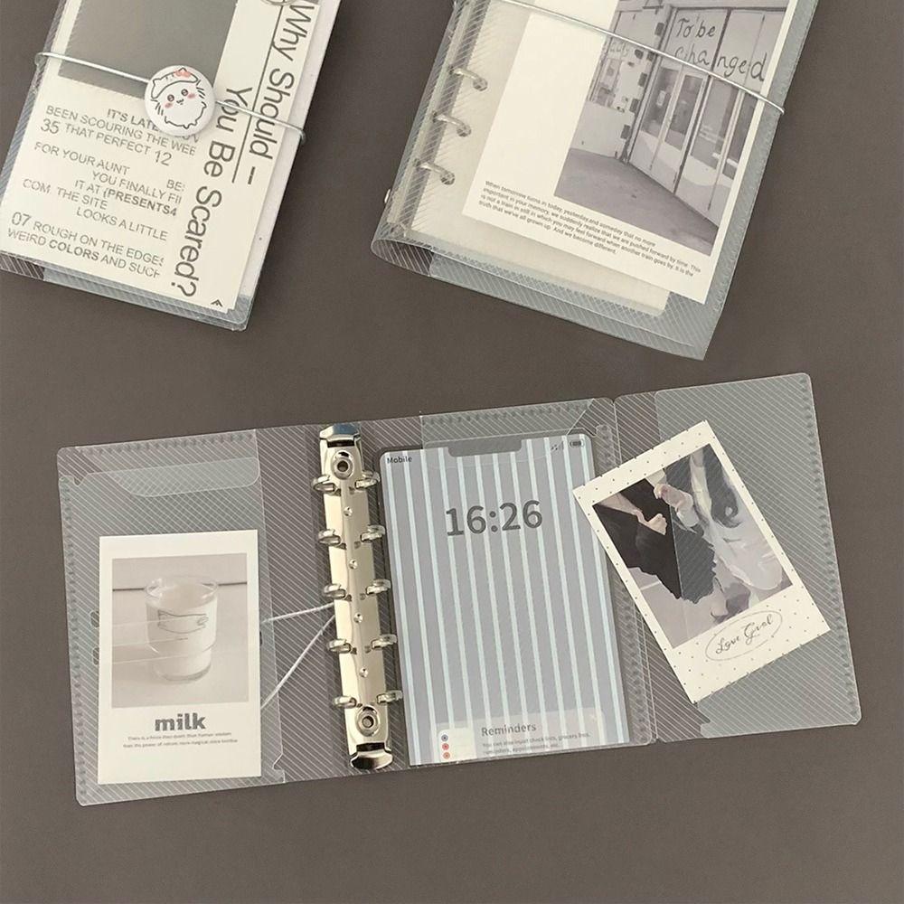 1Pcs New Diagonal Loose Leaf Notebook Cover PP Three Fold M5 A7 A6 Mini Sticker Small Card Photo Storage Ledger