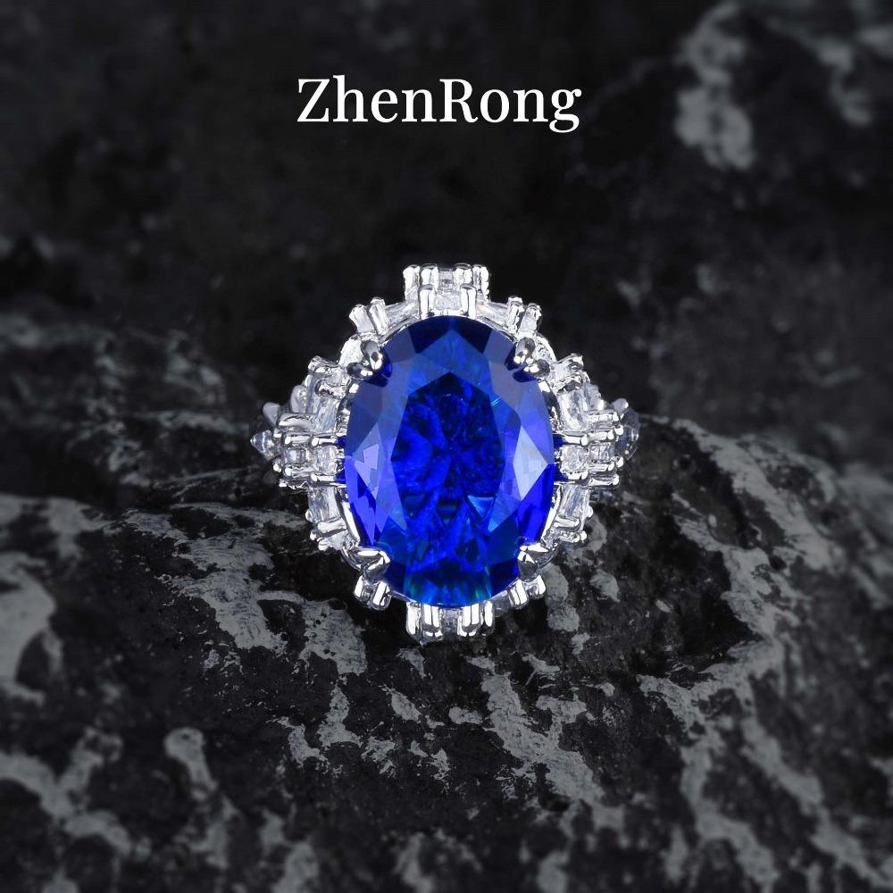 Large Carat Super Sparkling Argyle Pink Diamond Peach Blossom Ring Royal Blue Sapphire Womens Ring Adjustable королевский синий
