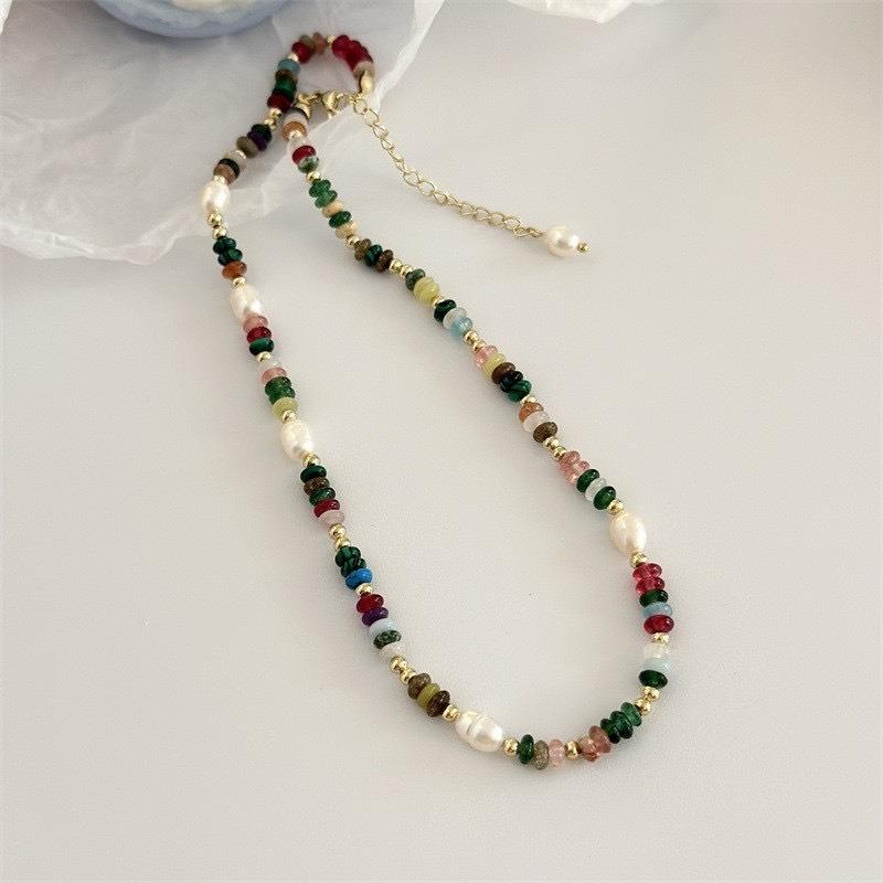 Natural Stone Beaded Auspicious Little Elephant Necklace for Women, High-end Sweater-style Neck Chain Accessory