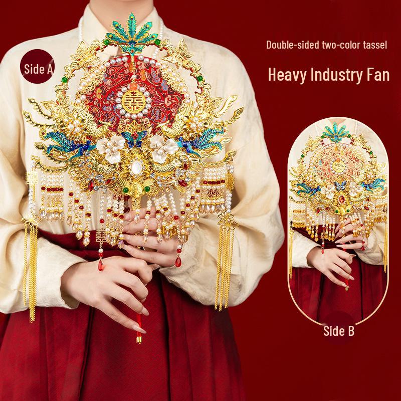 Double-Sided Heavy-Duty Handmade Wedding Bride Fan – Exquisite DIY Material Set