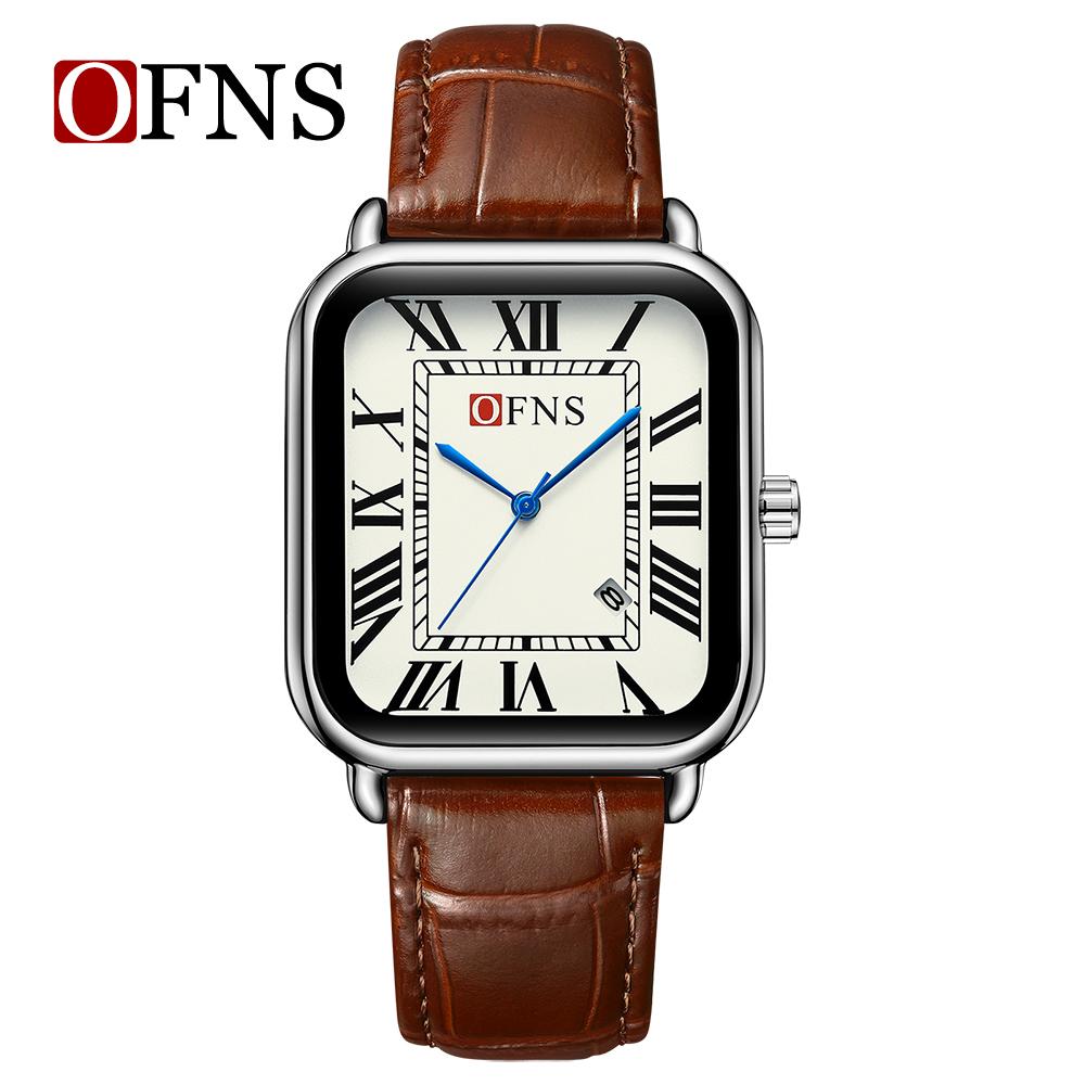 Ofns 1533 Top Brand Men Watch Top Brand Luxury Military Fashion Waterproof Male Clock Rubber Quartz Business Leather Wristwatch