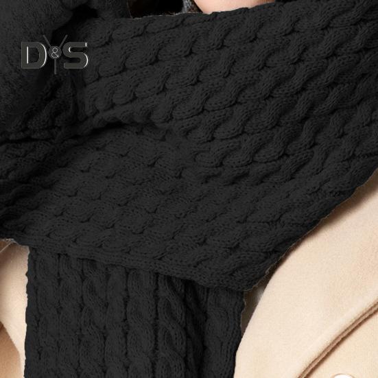 3 Pcs/Set Unisex Winter Hat Scarf Gloves Set Thick Knitted Ear Protection Cap Gloves Stretchy Plush-lined Windproof Winter Dome Beanie Neck Wrap Set