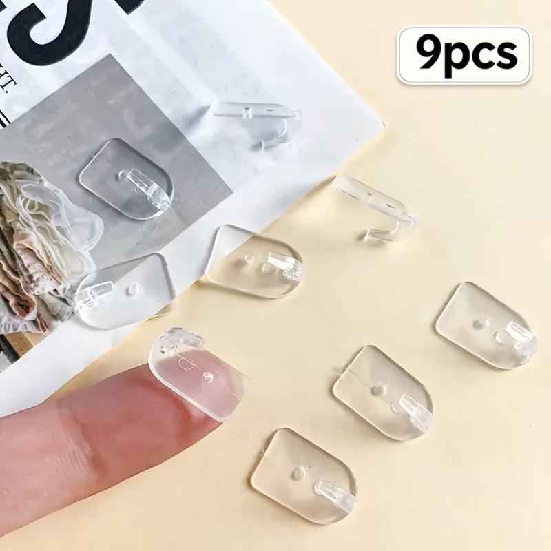 9/18Pcs Mini Self-Adhesive Hook No Drilling Strong Adhesion Storage Hooks Multi-Purpose Hooks For Desk, Kitchen, Bathroom