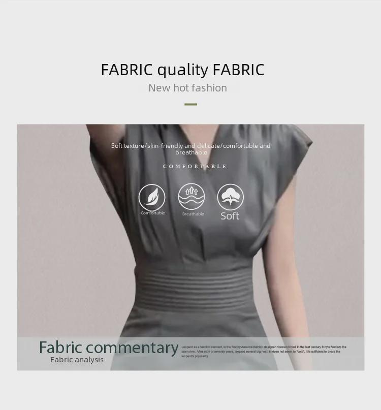 Royal Sister V-Neck Pleated Shrug Slim Dress - Women's Summer Fashion Skirt