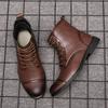 Designer Trend New Men's Ankle Boots Casual Leather High Top Shoes Outdoor Male Motorcycle Boots Comfortable Biker Shoes Botas