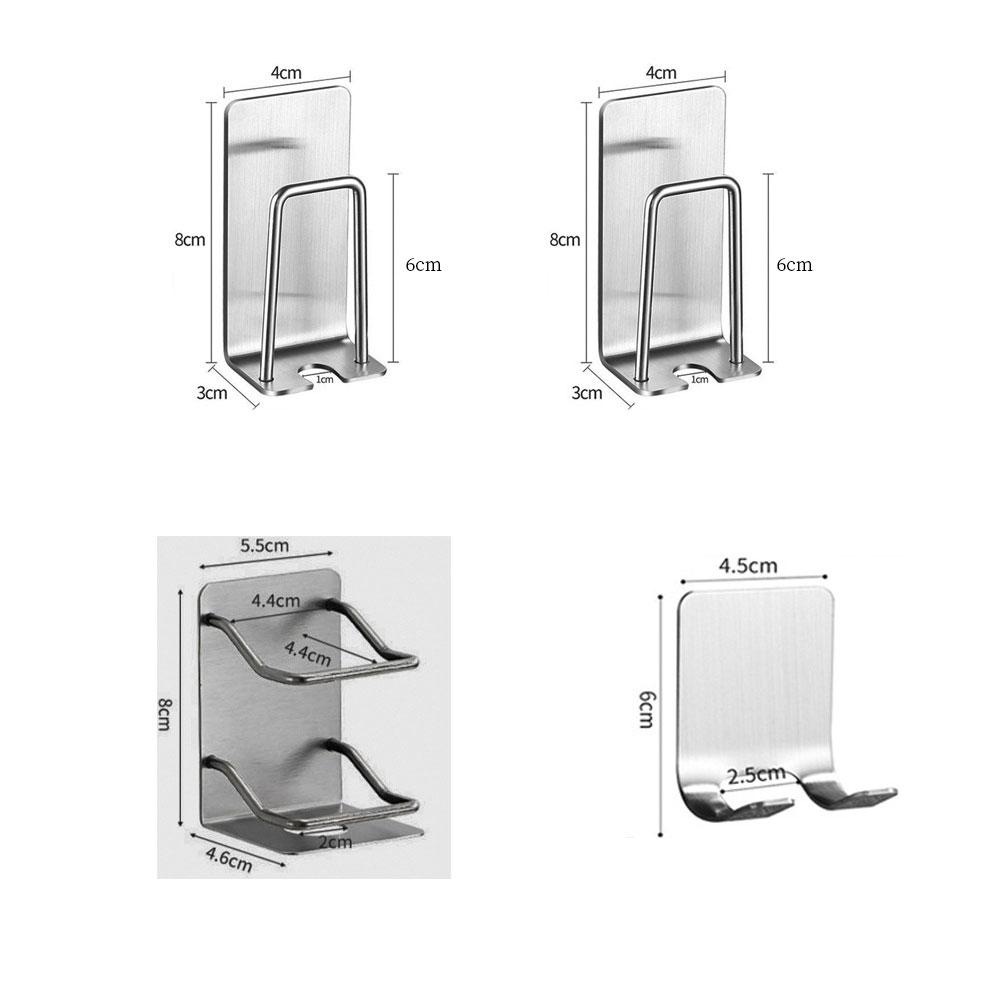 Stainless Steel Toothbrush Holder Wall Mounted Adhesive Toothbrush Cup Holder Space Saving Home Organizer