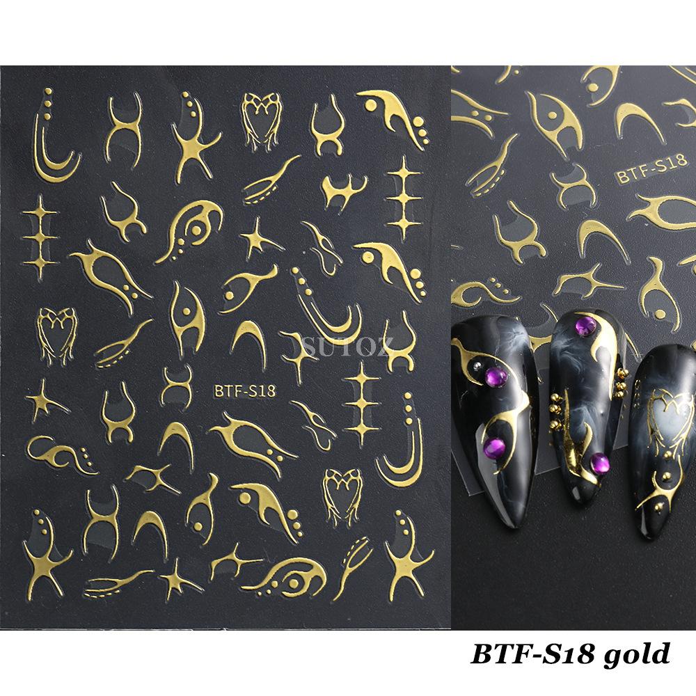 Nail Sticker Geometric Pattern Shining Star Moon Back Adhesive Nail Decals