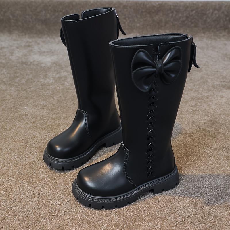 

Девочки Высокие Зимние Ботинки Деталь Бант Нескользящая Резиновая Подошва Застежка-Молния Теплая Тканевая Подкладка 35 чёрный