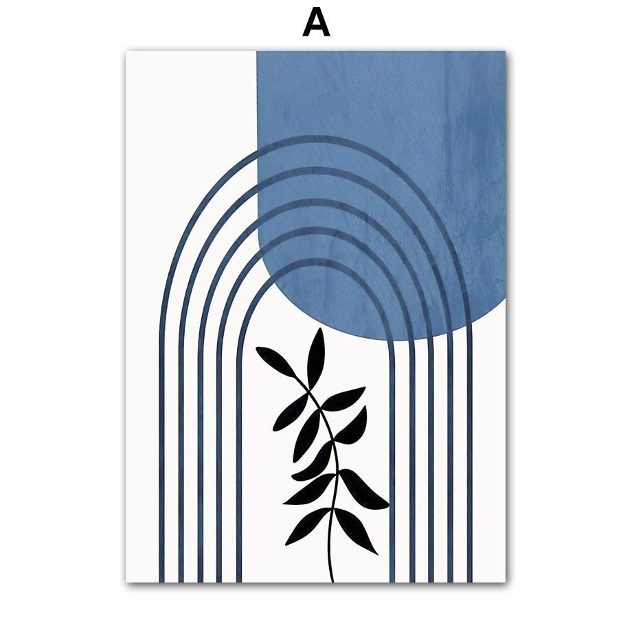 Mountain Sun Lines Rainbow Leaves Geometry Wall Art Canvas Painting Abstract Posters Prints Pictures For Living Room Home Decor