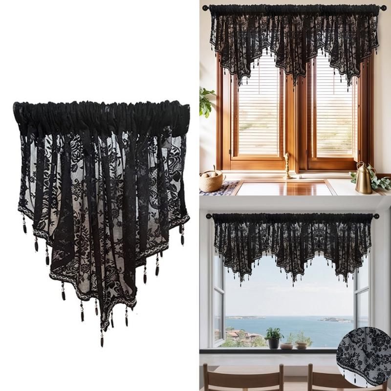 Lace Sheer Curtains Quick Installation Set Sunlight Control Multipurpose Interior Designs Window Covering Set