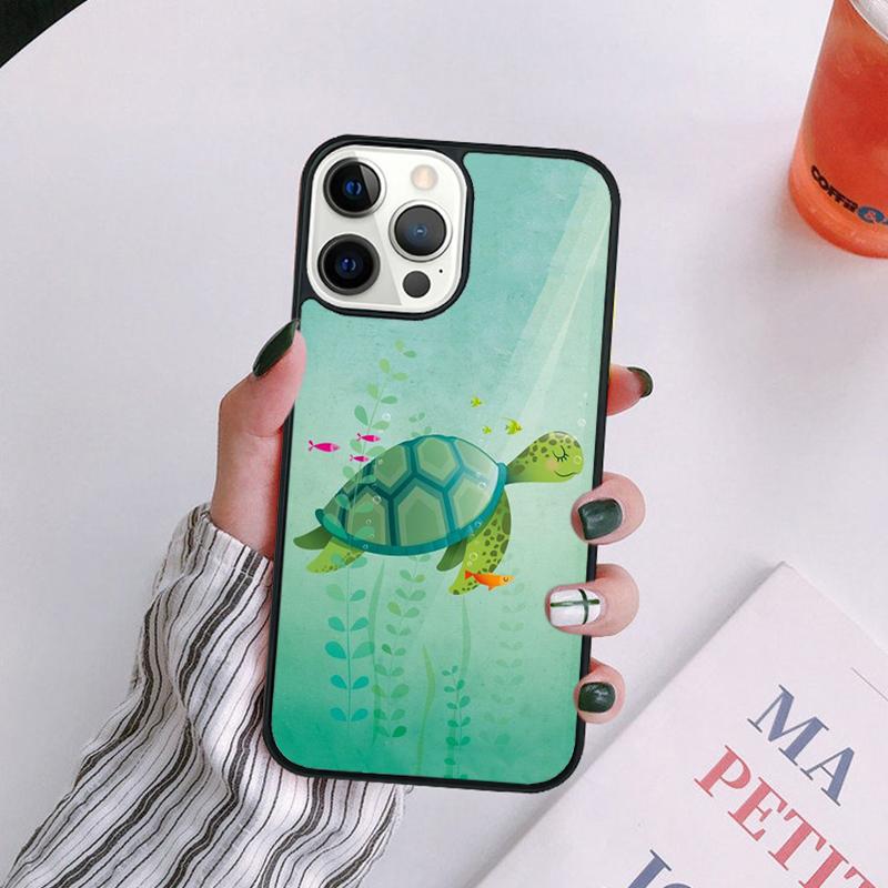 Cartoon Sea Turtle Tortoise Phone Case For iPhone 17 Air 14 13 12 16Pro Max 15 11 Plus Max Cover Shell coque