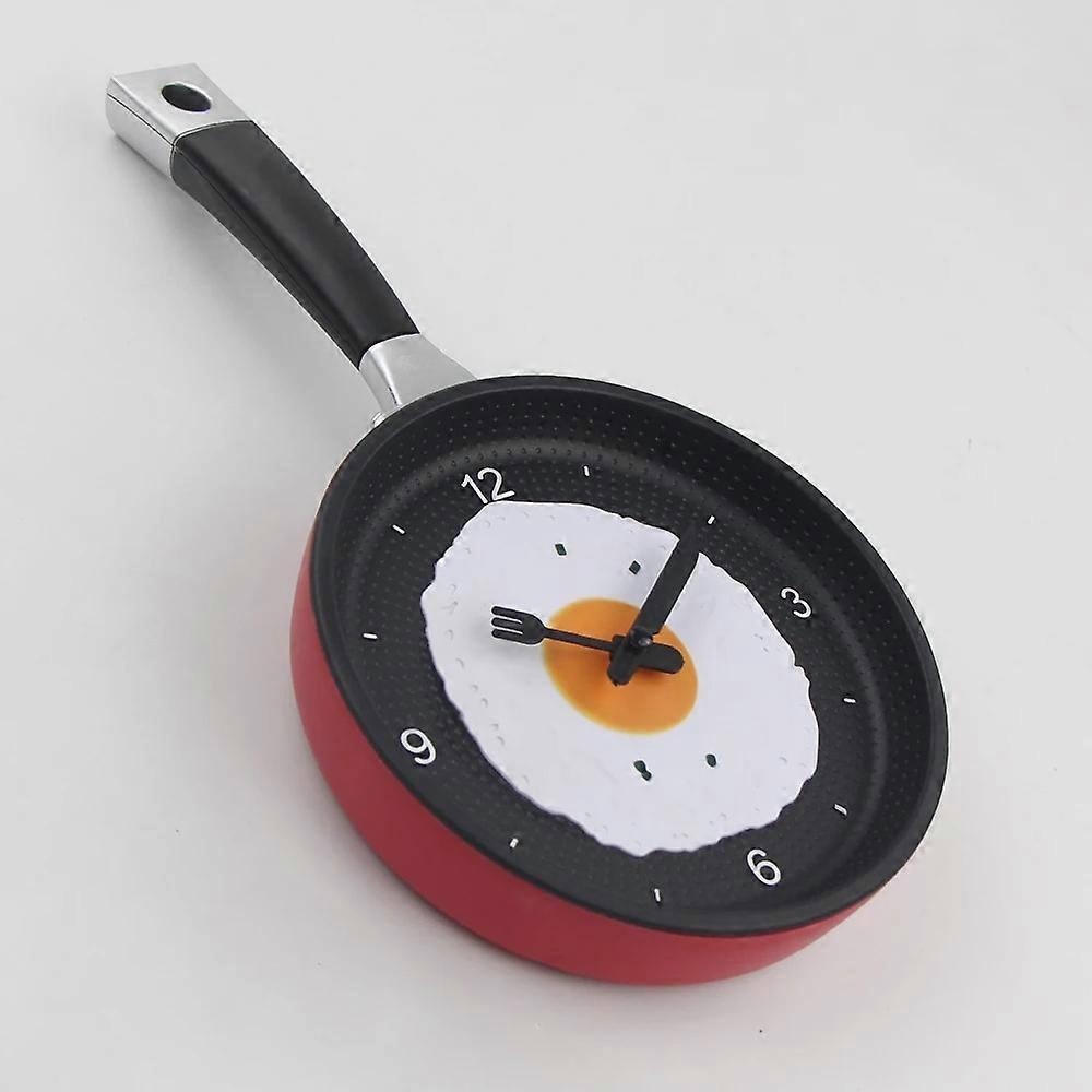Funny Silent Kitchen Wall Clocks Creative Frying Pan Wall Watch With Egg Modern Digital Clock For Home Kitchen