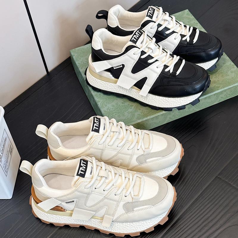 Casual shoes for women in spring 2025 height increasing women's sports shoes fashionable and classic casual white shoes