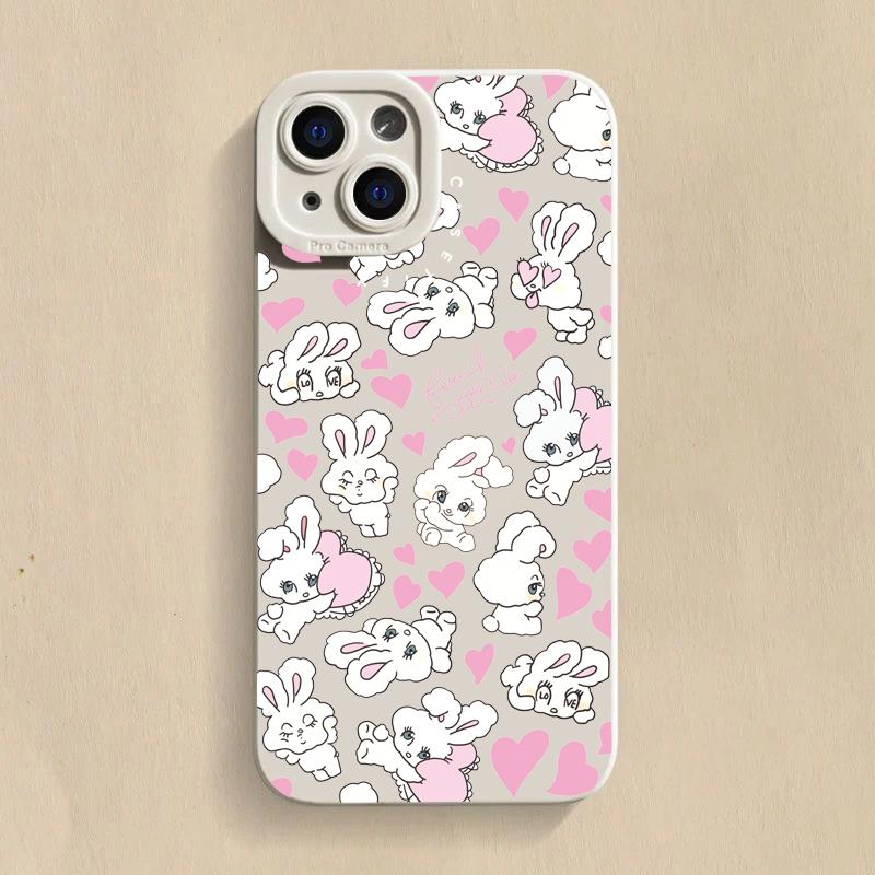 Cute Colorful Rabbit Silicone Phone Case For  Redmi Note 13 12 11 Pro Plus 13 12S 11S 11 10S 10 Redmi 12 4G 13C Soft Cover