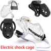 E-Stimulation Chastity Cock Cage Electric Shock Plastic Cage Penis Ring Ball Lock Electro BDSM Restraint Sex Toys for