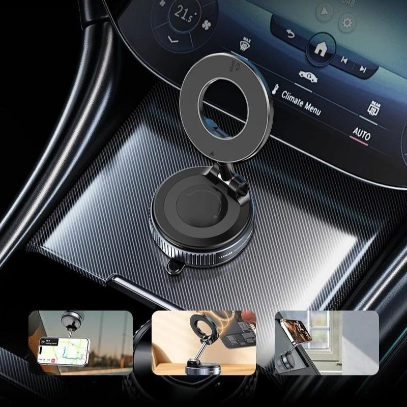 Upgraded 360° Vacuum Magnetic Phone Holder, Magnetic Car Phone Mount, Hands-Free Suction Cup Phone Holder for Car/Gym/Mirror