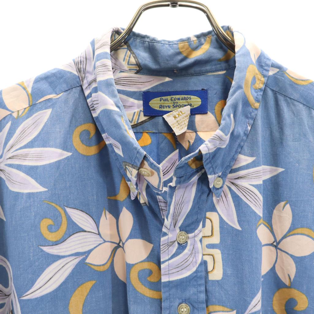 Reyn spooner 90er Jahre Altes Florales Reverse-Print Kurzarm Button-down Alohahemd Herren Gebraucht