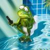 Lustige Frosch auf Toilette sitzend Figur 3D Harz Grüner Frosch Textende Statue Sammler Tier Skulptur für Badezimmer Home Office Tischdekor