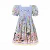 Girls Summer Lightweight Dress Cute Panda Print Puff Sleeve Sweet Princess Dress