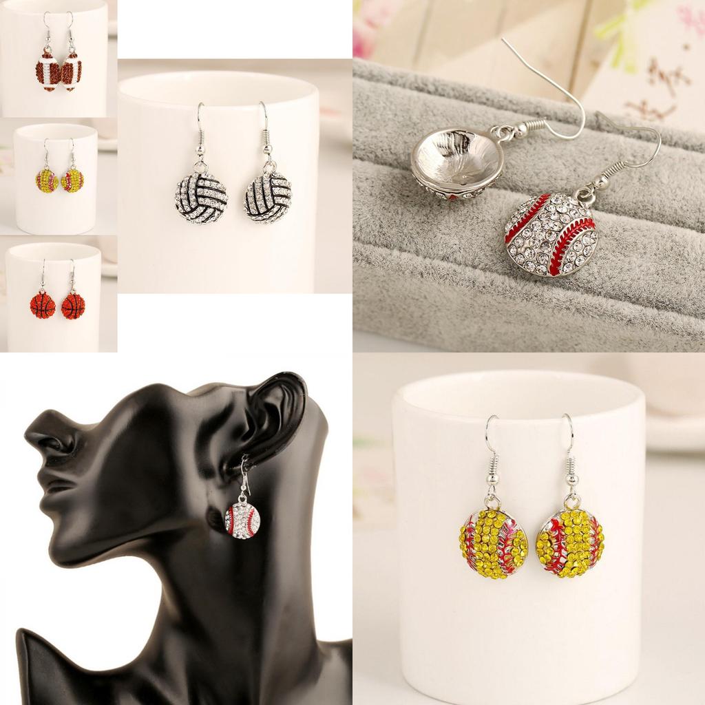 Water Diamond Baseball Hoop Earrings For Women With Sporty Style And Classic Design