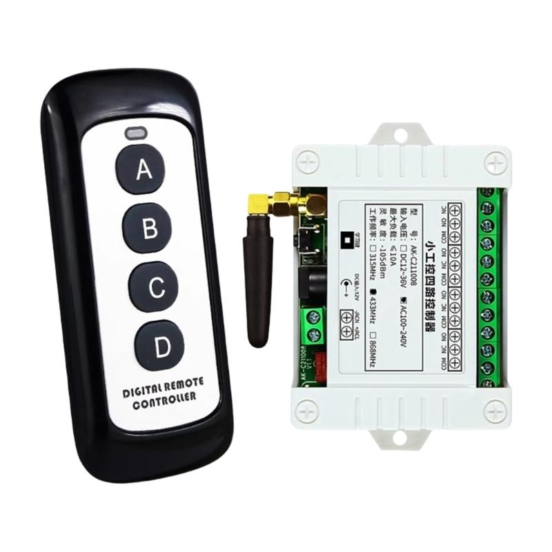 

433Mhz Wireless Remote Control Transmitter 4 Key Long Ranges Wireless Receiver Module For Home Garage Door Opener белый