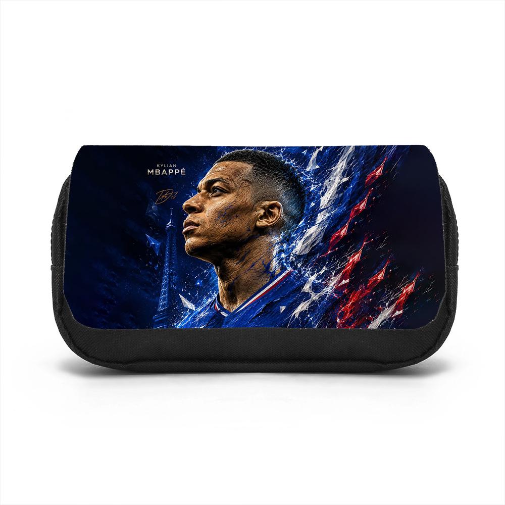 Borsa Organizer per Cancelleria di Grande Capacità M-Mbappe Astuccio a Doppio Strato Stella del Calcio Studenti Borsa per Penne