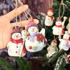 18 Stück/Set Holz Cartoon Schneemann Anhänger mit Kordel Weihnachtsbaum Hängeornament Festival Weihnachten Party Heimdekorationen