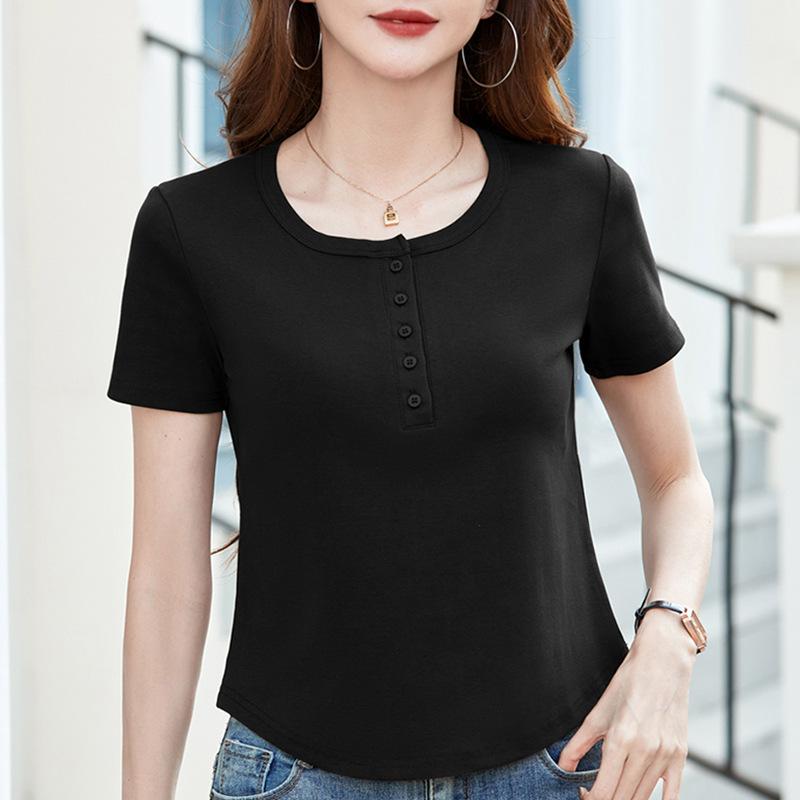 Women's Spring and Summer New Models Fit Inside A Simple Short Sleeved Top