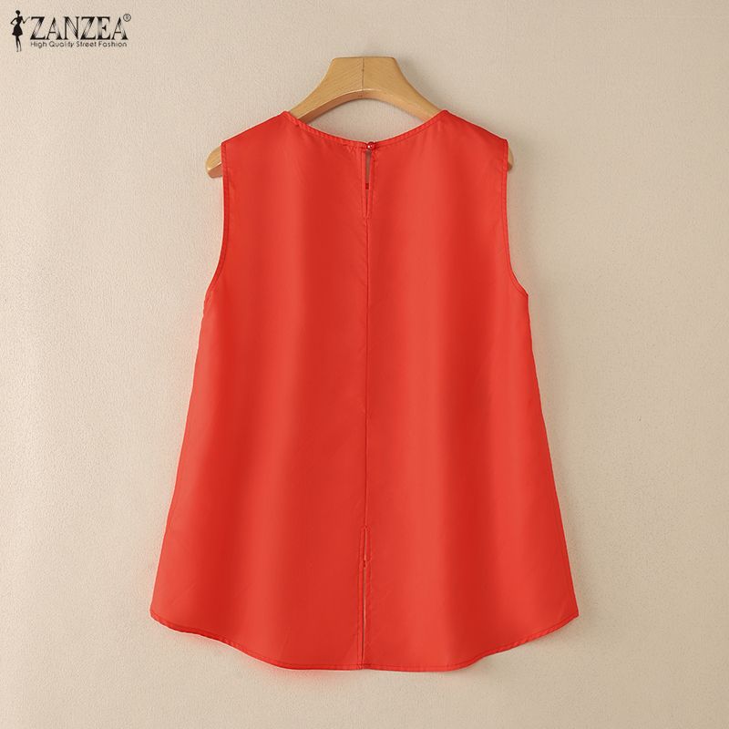 ZANZEA Women Casual Round Neck Floral Print Sleeveless Tank Tops