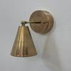 Raw Brass Cone Wall Sconce 1-Light Mid-Century Italian Wall Lamp Home Decor