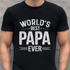 World's Best Papa Ever Men's T Shirt Funny Father's Day Casual  for Dad Vintage Washed Top For Everyday Wear Stylish Soft