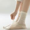 Summer Lace Black and White Pile Socks with Small Leather Shoes Ballet Style Socks for Women. Summer Thin Mid-calf Socks