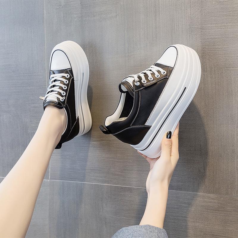 Inner heightening little white shoes new women's shoes low-top versatile muffin thick-soled casual leather single shoes