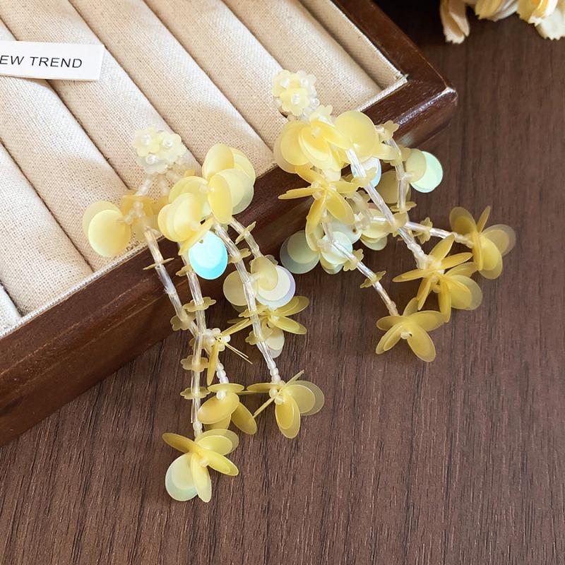 K Real Gold Electroplated Silver Needle Crystal Sequined Stud Earrings Summer Seaside Vacation Earrings Light Luxury High-end Earrings
