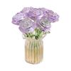 Miniature Crystal Rose Flower Figurine with Crystal Vase Handmade Rose Bouquet Gift for Mom Women Collectible Ornaments