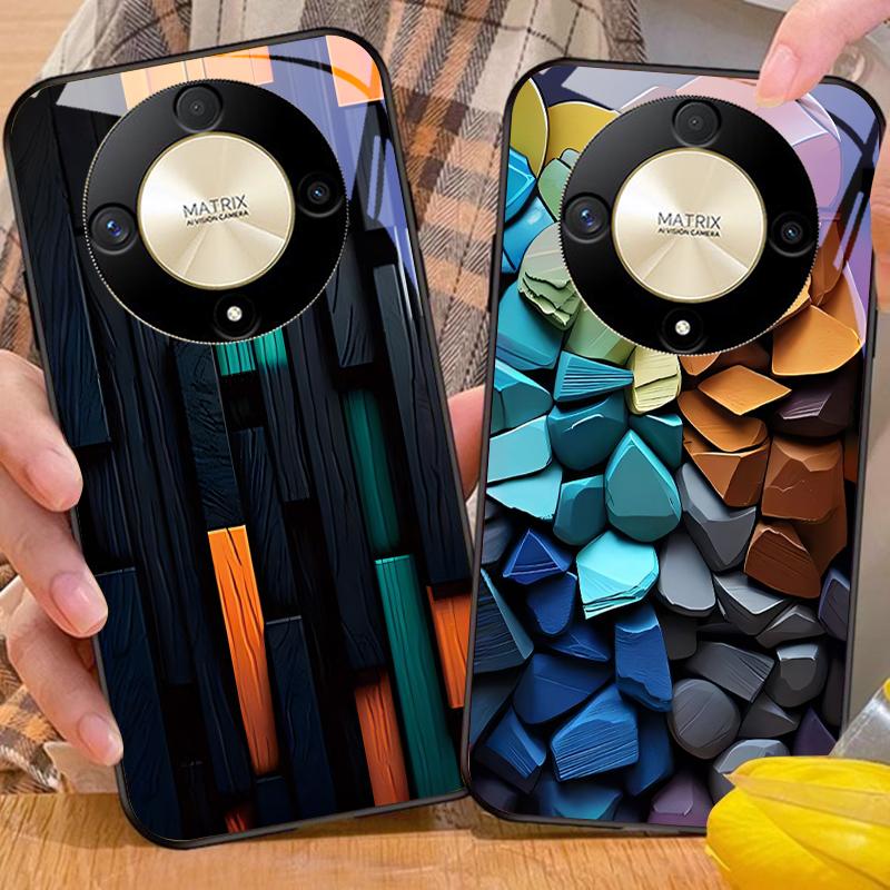 Creative Block For Honor Magic 6 50 70 90 Lite X7b 200 Pro Nova 10 Nova 5T X6 P30 Pura 70 Ultra Tempered Glass Phone Case