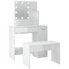 VidaXL Ensemble de Coiffeuse avec LED Table Cosmétique Coiffeuse de Maquillage Table à Bijoux Chambre à Coucher Blanc 3114119