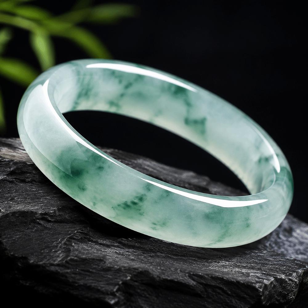 Ice-Seed Jade Bracelet Floating Flower Round Bangle Bracelet Green Jade Bangle  Girlfriends