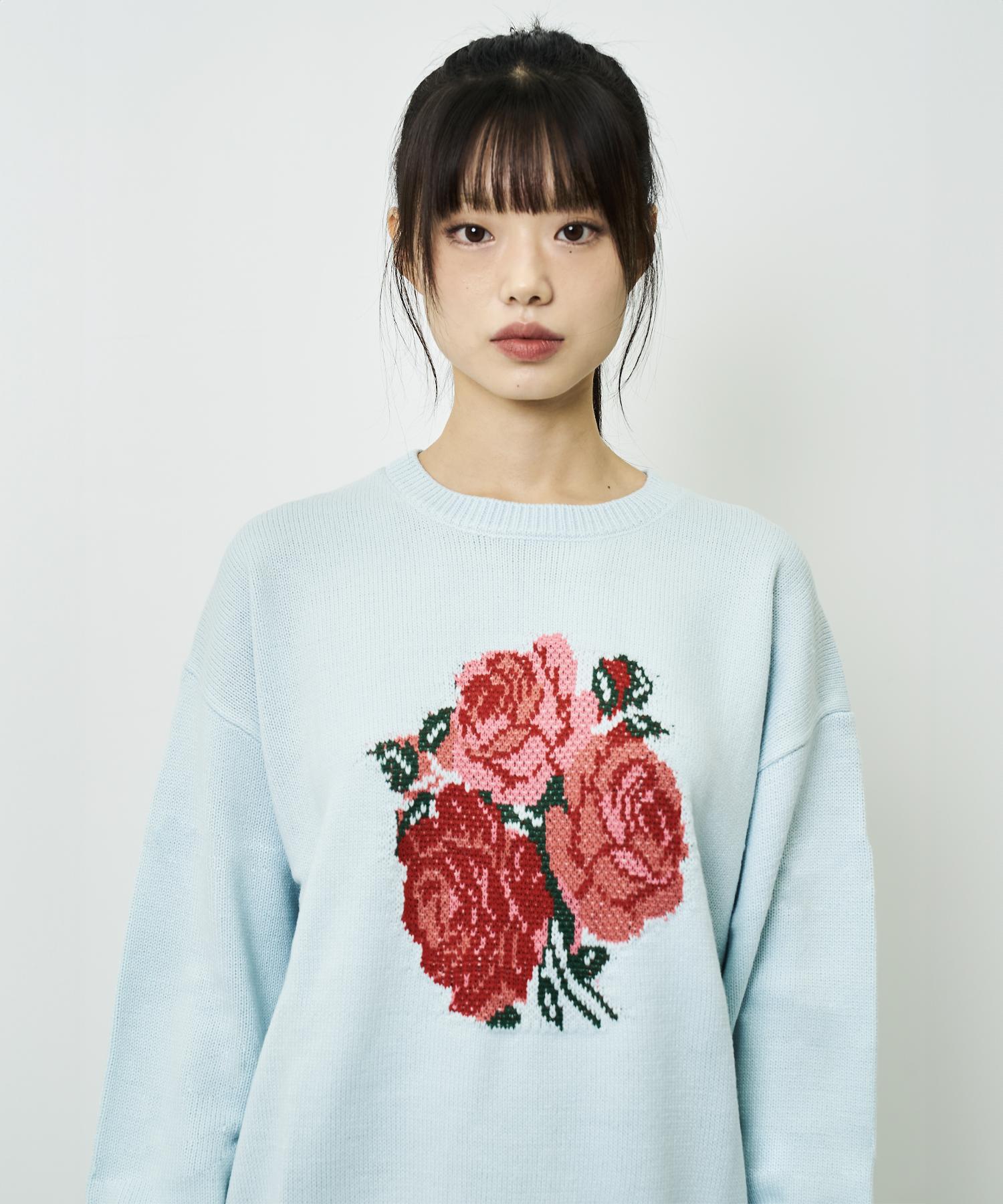 Chance Chance Flower Knit Sweater(Sky Blue) Sky Blue/M