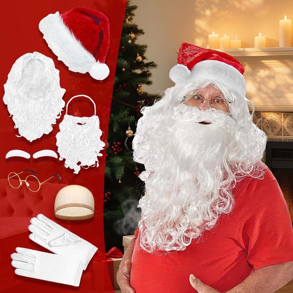 Santa Beard And Eyebrows Christmas Party Cosplay Costume Supplies Christmas Role Play Accessories For Men Women Youth Family Son