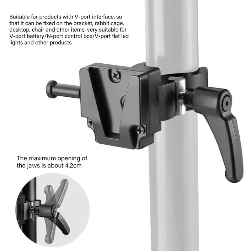 V Lock Mount Battery Adapter with Super Crabbing Clamp Aluminum Mount Accessories for SLR Camera Tripod Light Stand Rod