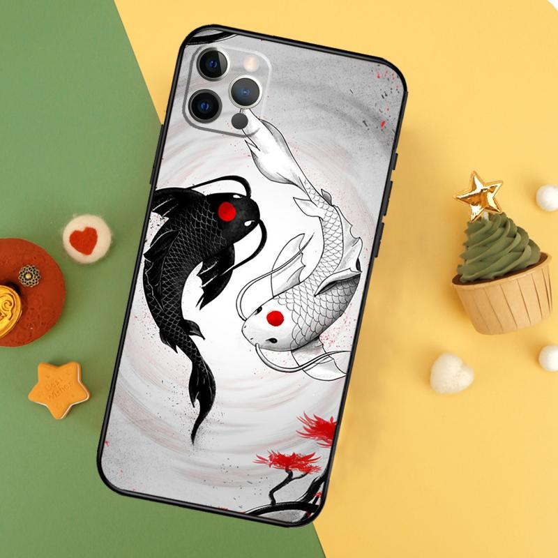 

Koi Fish Yin Yang Art Phone Case For iPhone 17 Pro Max 17Air 16E 15 14 13 12 11 16 Pro Max Mini Shockproof Cover iPhone 13 mini