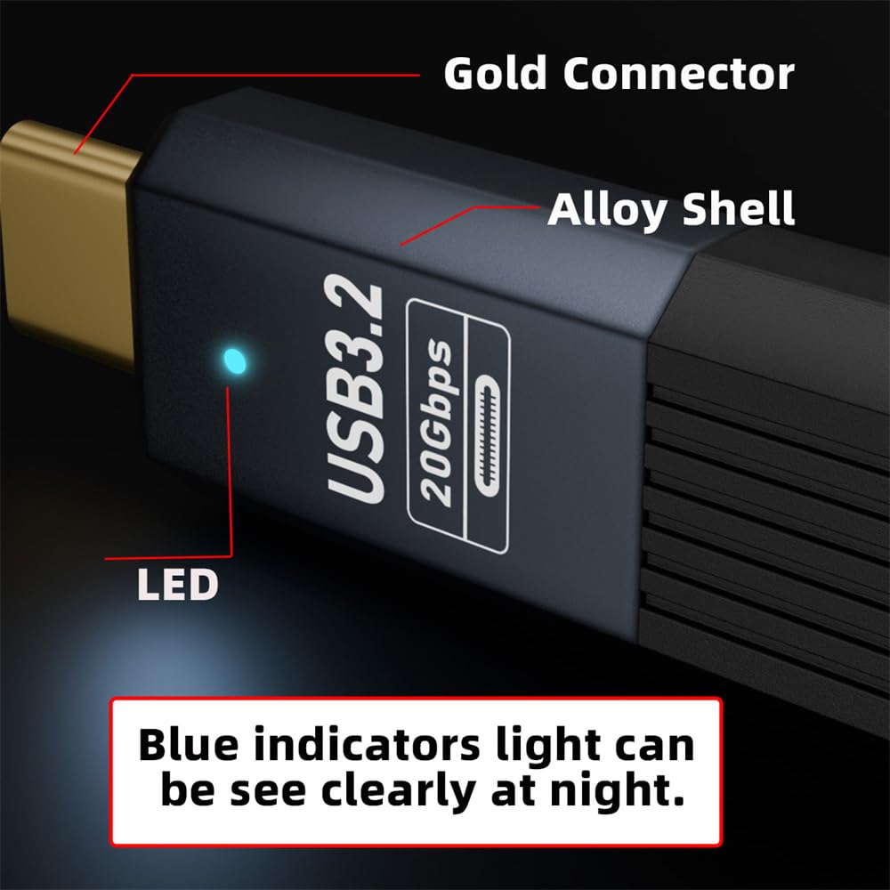 Xiwai 20Gbps USB4 Short Flat Slim FPC Male to Female Extension 100W and 8K 5K Thunderbolt Cable, USB4.0 Type-C Cord, 3/4 Support, 0.2M