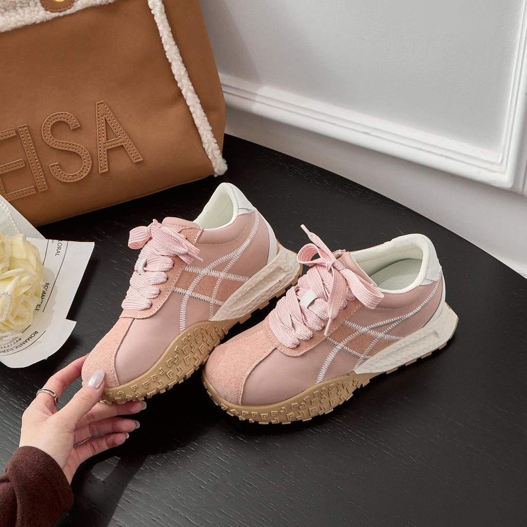 2025 new small retro Korean German training casual Forrest Gump shoes women's inner height increase jogging sports dad shoes