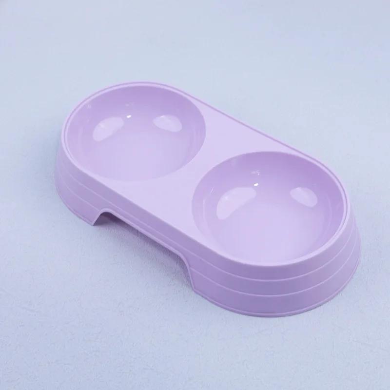 

1pc Pet Bowl Round Double Fashionable Simple and Easy To Clean Macaron Color Pet Food Bowl Universal Cat and Dog Pet Supplies фиолетовый