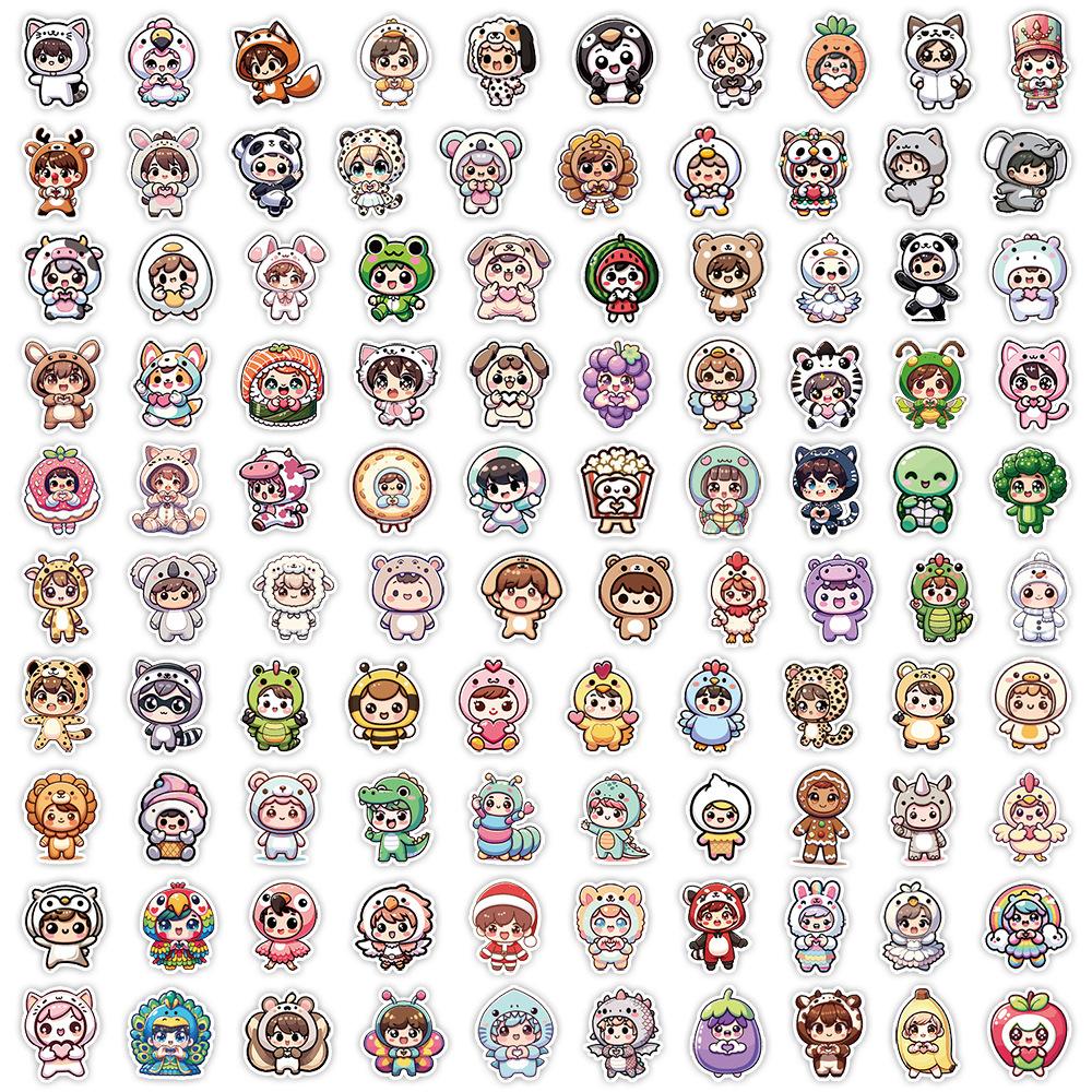 100 Pieces of Cute Little Girl Stickers Pack Mobile Phone Water Cup Waterproof Decorative Stickers Children's Hand Account Stickers