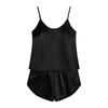 Women's Fashion Casual Satin Backless Strappy Bodysuit With Rear And Shorts Pajama Set