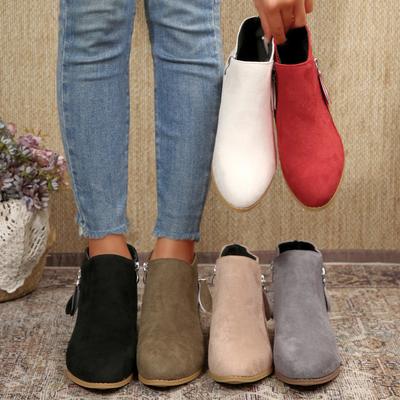 Tendances européennes et américaines grande taille fond épais couleur unie fermeture éclair latérale pointue bottes Martin pour femmes printemps et automne 2025 nouvelles bottines pour femmes
