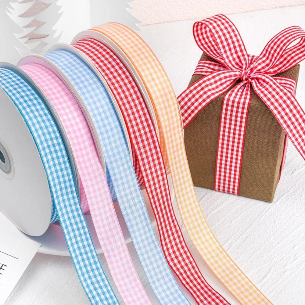 2CM Plaid Ribbon 50 Yard Korean Ribbons Creative Roll of Satin Ribbon Party Decoration