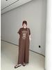 2026 Summer Fashion Women's Loose Short Sleeve Printed T-Shirt Dress - Over the Knee